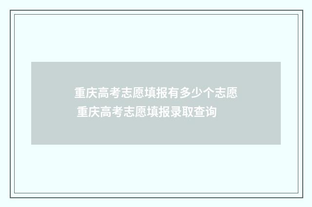 重庆高考志愿填报有多少个志愿 重庆高考志愿填报录取查询