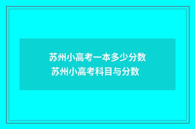 苏州小高考一本多少分数 苏州小高考科目与分数