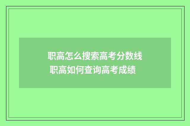 职高怎么搜索高考分数线 职高如何查询高考成绩