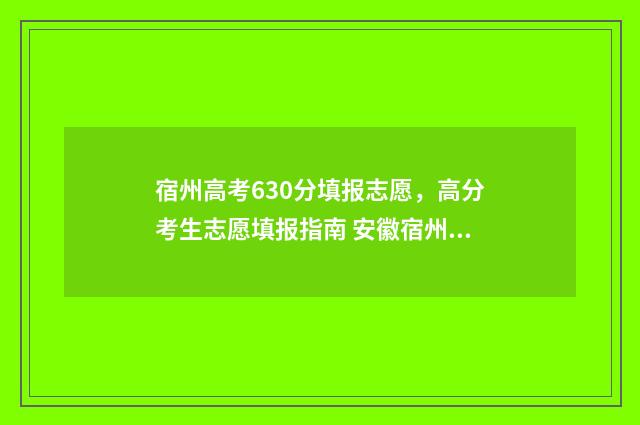 宿州高考630分填报志愿，高分考生志愿填报指南 安徽宿州高考分数线是多少