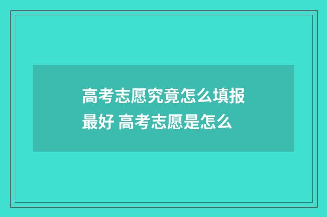 高考志愿究竟怎么填报最好 高考志愿是怎么