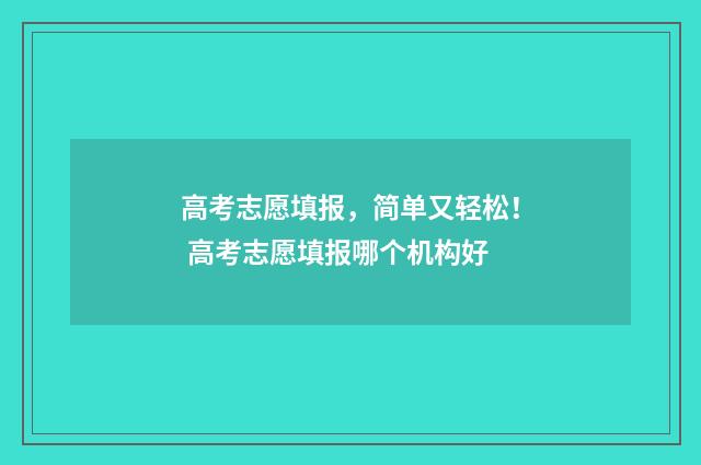 高考志愿填报，简单又轻松！ 高考志愿填报哪个机构好