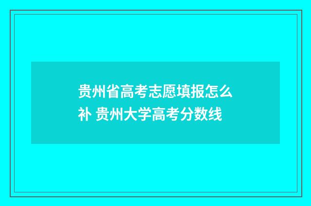 贵州省高考志愿填报怎么补 贵州大学高考分数线