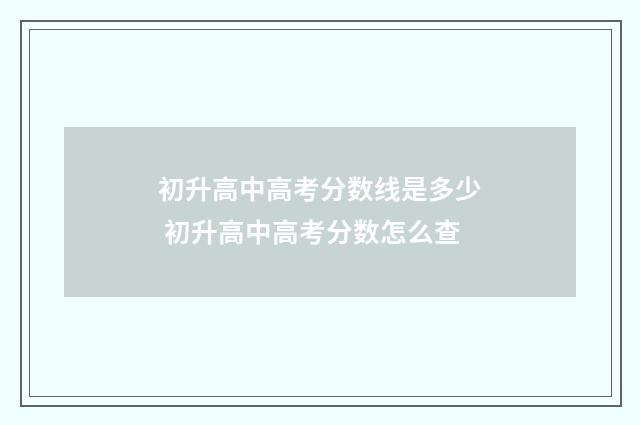 初升高中高考分数线是多少 初升高中高考分数怎么查