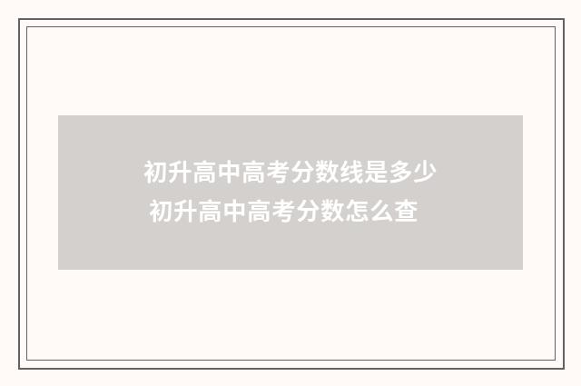 初升高中高考分数线是多少 初升高中高考分数怎么查