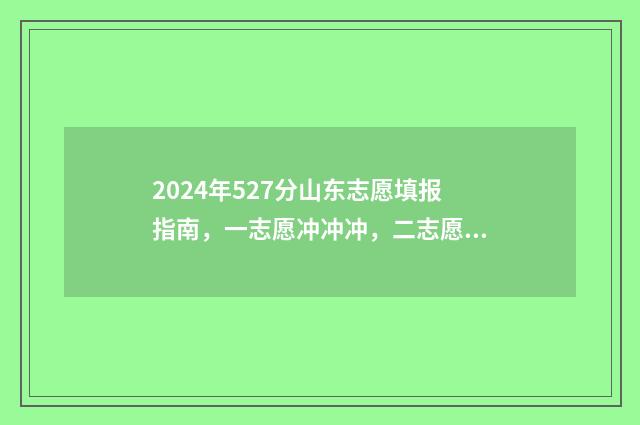 2024年527分山东志愿填报指南，一志愿冲冲冲，二志愿稳稳中 2024年山东高考模式