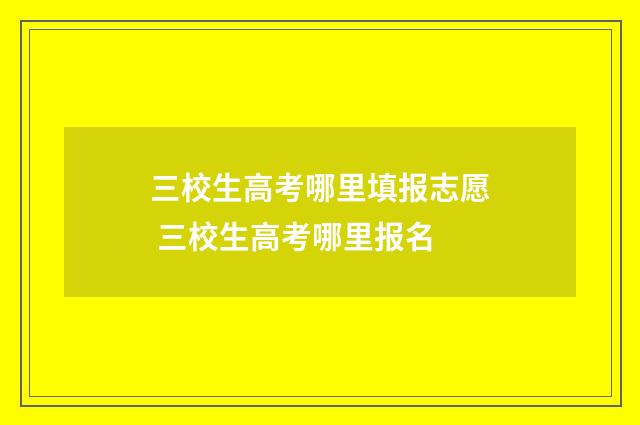三校生高考哪里填报志愿 三校生高考哪里报名