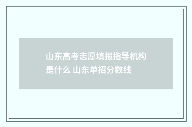 山东高考志愿填报指导机构是什么 山东单招分数线