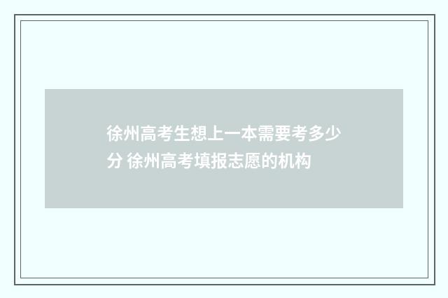 徐州高考生想上一本需要考多少分 徐州高考填报志愿的机构