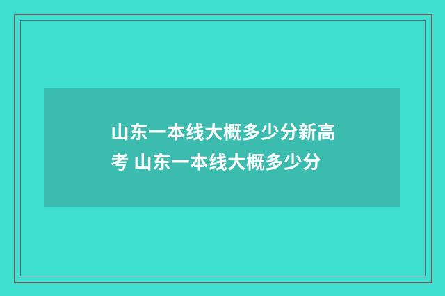山东一本线大概多少分新高考 山东一本线大概多少分