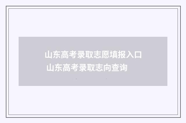 山东高考录取志愿填报入口 山东高考录取志向查询