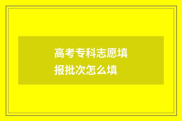 高考专科志愿填报批次怎么填