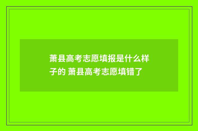 萧县高考志愿填报是什么样子的 萧县高考志愿填错了