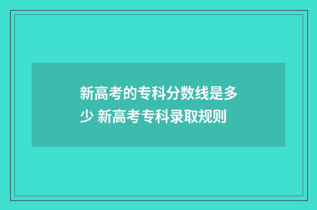 新高考的专科分数线是多少 新高考专科录取规则