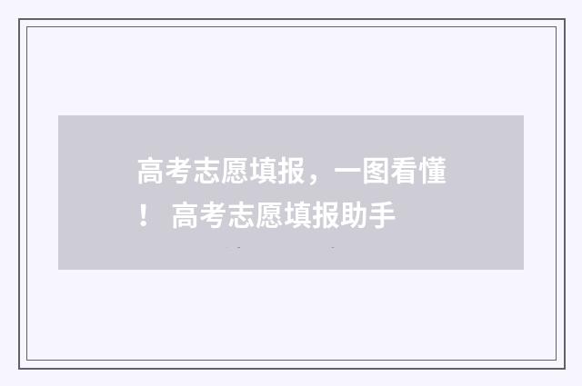 高考志愿填报，一图看懂！ 高考志愿填报助手