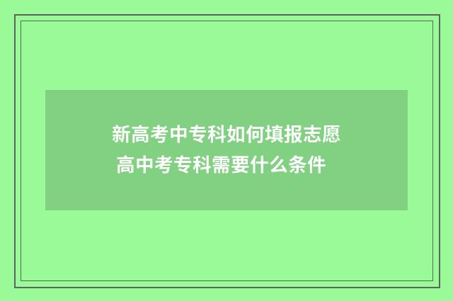 新高考中专科如何填报志愿 高中考专科需要什么条件