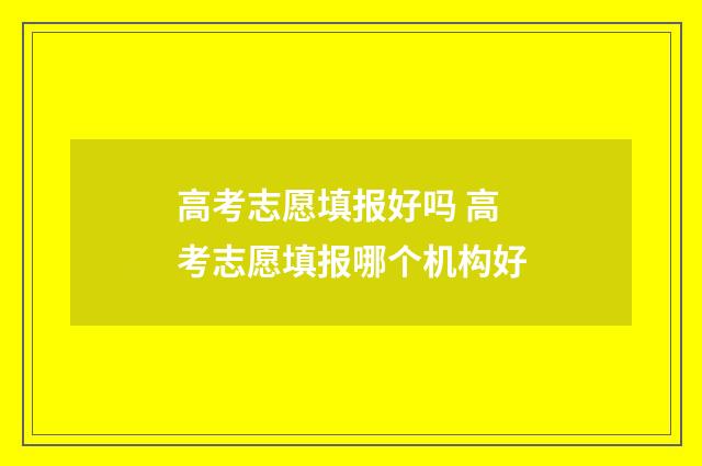 高考志愿填报好吗 高考志愿填报哪个机构好