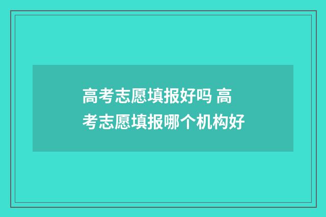 高考志愿填报好吗 高考志愿填报哪个机构好