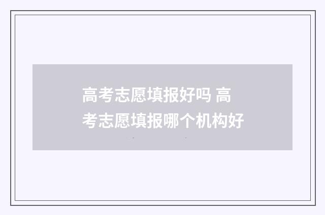 高考志愿填报好吗 高考志愿填报哪个机构好