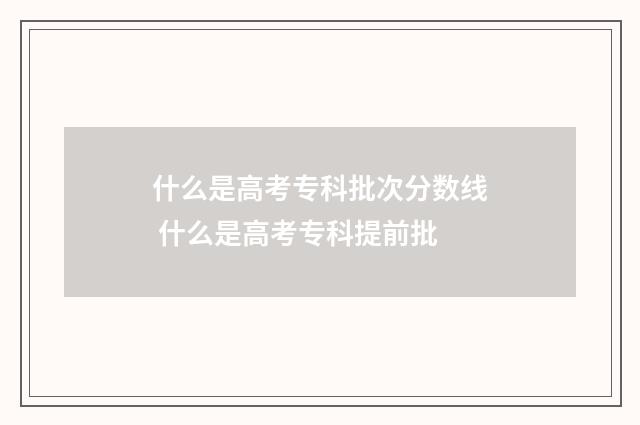 什么是高考专科批次分数线 什么是高考专科提前批