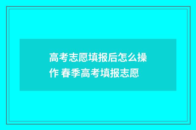 高考志愿填报后怎么操作 春季高考填报志愿