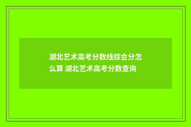 湖北艺术高考分数线综合分怎么算 湖北艺术高考分数查询