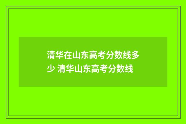 清华在山东高考分数线多少 清华山东高考分数线