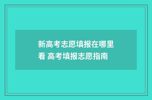 新高考志愿填报在哪里看 高考填报志愿指南