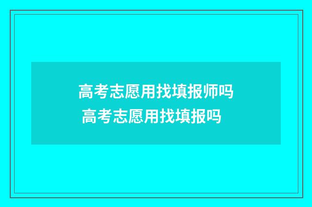 高考志愿用找填报师吗 高考志愿用找填报吗