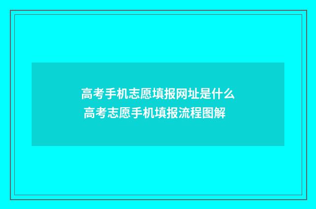 高考手机志愿填报网址是什么 高考志愿手机填报流程图解