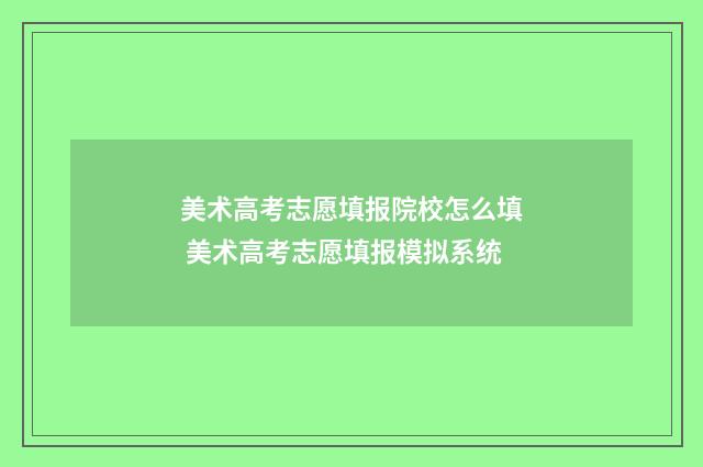 美术高考志愿填报院校怎么填 美术高考志愿填报模拟系统