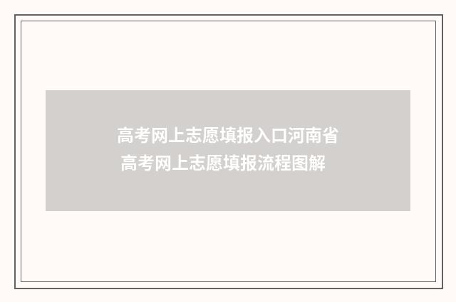高考网上志愿填报入口河南省 高考网上志愿填报流程图解