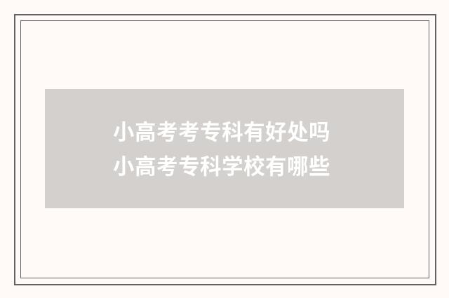 小高考考专科有好处吗 小高考专科学校有哪些