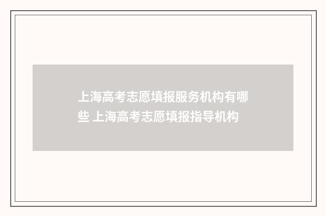 上海高考志愿填报服务机构有哪些 上海高考志愿填报指导机构