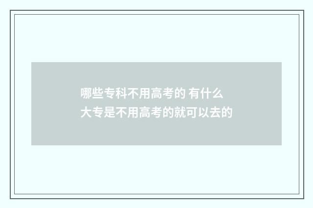哪些专科不用高考的 有什么大专是不用高考的就可以去的