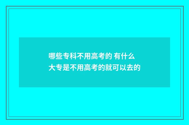 哪些专科不用高考的 有什么大专是不用高考的就可以去的