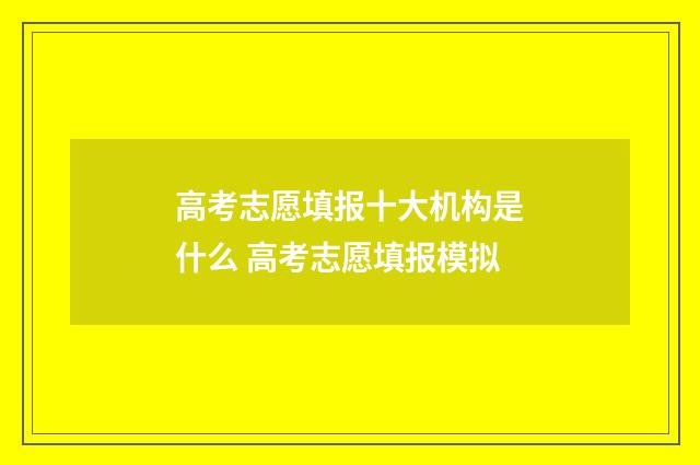 高考志愿填报十大机构是什么 高考志愿填报模拟