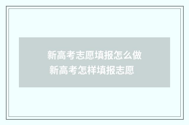 新高考志愿填报怎么做 新高考怎样填报志愿