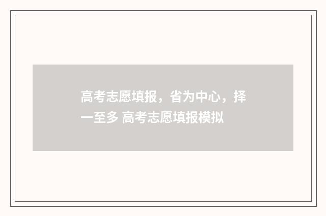 高考志愿填报，省为中心，择一至多 高考志愿填报模拟