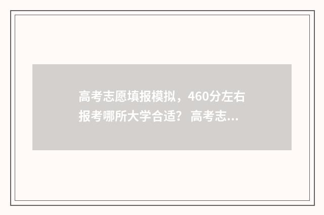 高考志愿填报模拟，460分左右报考哪所大学合适？ 高考志愿填报模拟填报系统