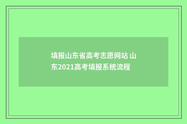 填报山东省高考志愿网站 山东2021高考填报系统流程