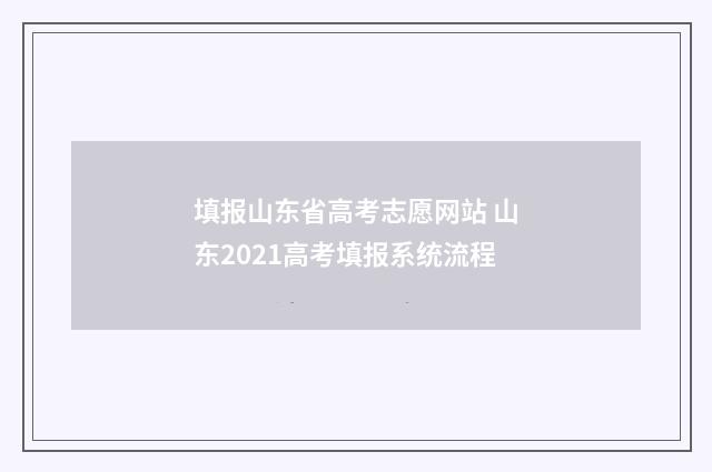 填报山东省高考志愿网站 山东2021高考填报系统流程