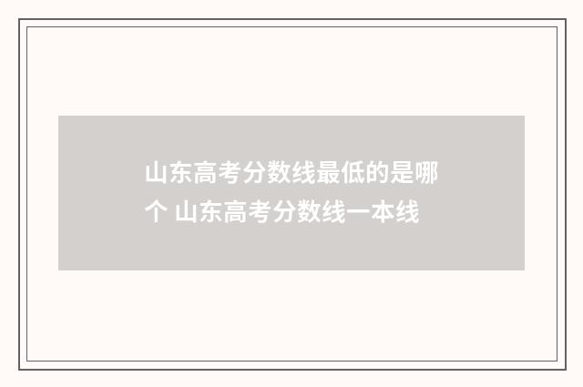 山东高考分数线最低的是哪个 山东高考分数线一本线