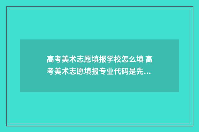高考美术志愿填报学校怎么填 高考美术志愿填报专业代码是先填喜欢的专业吗