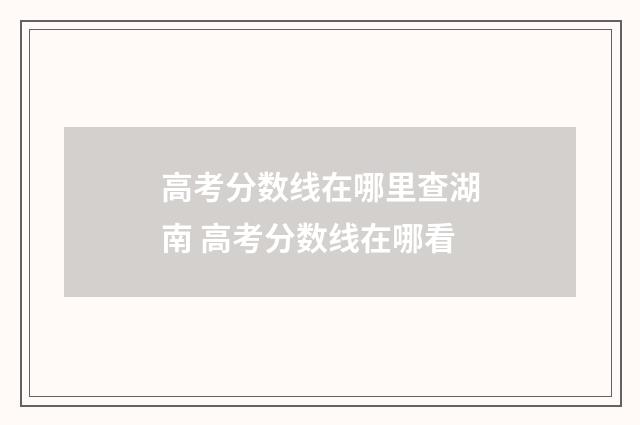 高考分数线在哪里查湖南 高考分数线在哪看