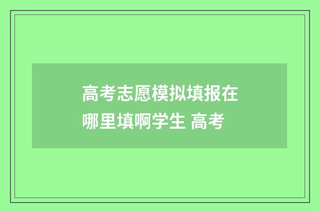 高考志愿模拟填报在哪里填啊学生 高考