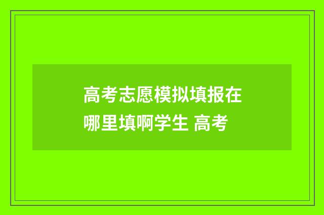 高考志愿模拟填报在哪里填啊学生 高考