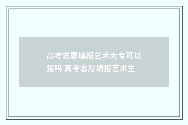 高考志愿填报艺术大专可以报吗 高考志愿填报艺术生