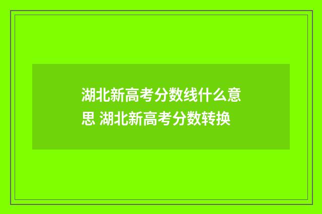 湖北新高考分数线什么意思 湖北新高考分数转换