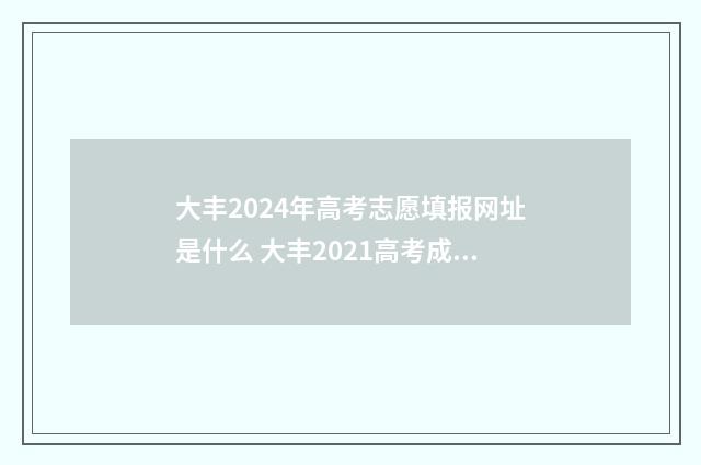 大丰2024年高考志愿填报网址是什么 大丰2021高考成绩